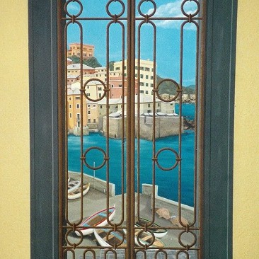 artesuimuri|trompe l'oeil|Boccadasse|Genova|cancello dipinto|armadio dipinto|armadio decorato|decori